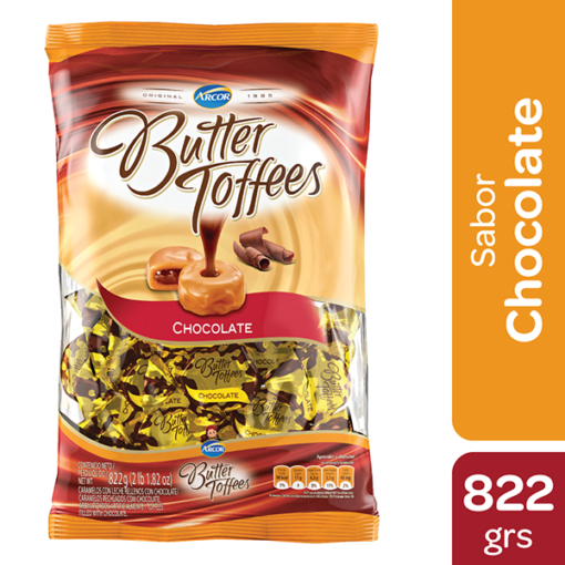 Arcor Butter Toffees Soft Buttery Caramel Candies Filled with Chocolate Party Bag, 822 g / 1.8 lb bag