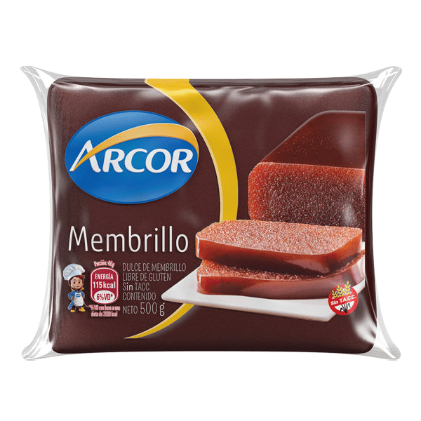 Arcor Dulce de Membrillo Quince Jelly Sealed Bar Ideal for Baking "Pepas", Desserts & Homemade Pastry - Gluten Free, 500 g / 1.1 lb pouch