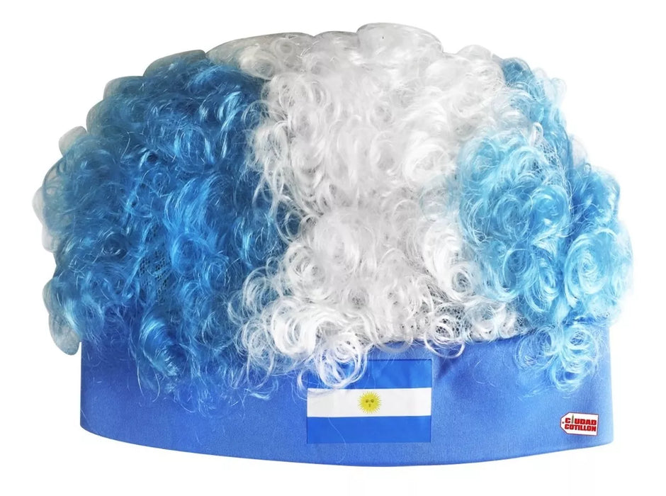 Argentina Premium World Cup Football Wig and Hat Combo