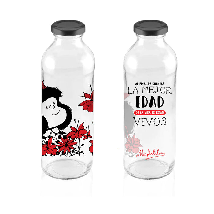 Argentinian Comic Glass Bottle - Mafalda Flores | 500 ml