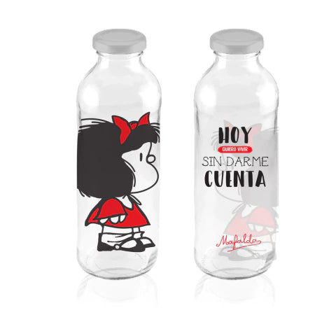 Argentinian Comic Glass Bottle - Mafalda Perfil | 500 ml Screw-Top