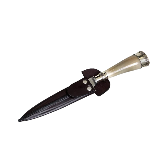 Artisanal Argentine Tradition Knife - Cow Horn & Alpaca Handle | Inspired by Argentina's Heritage | Includes leather scabbard