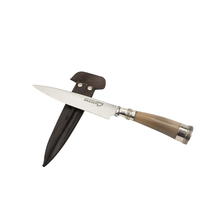 Artisanal Argentine Tradition Knife - Cow Horn & Alpaca Handle | Inspired by Argentina's Heritage | Includes leather scabbard