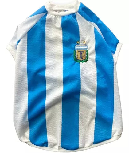 Dog Clothes Argentina Apparel - Acetate Pet Tee with Morley Collar, Reinforced Seams, and National Print - Cheering on the Team