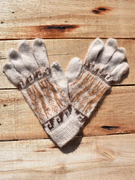 Authentic Humahuaca Wool Gloves - Handcrafted from Northern Argentina's Finest Alpaca Wool (Beige)