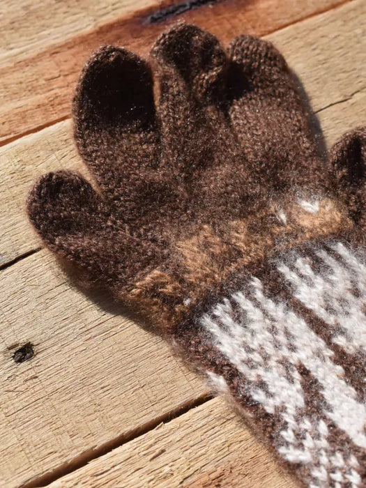 Authentic Humahuaca Wool Gloves - Handcrafted from Northern Argentina's Finest Alpaca Wool (Dark Brown)
