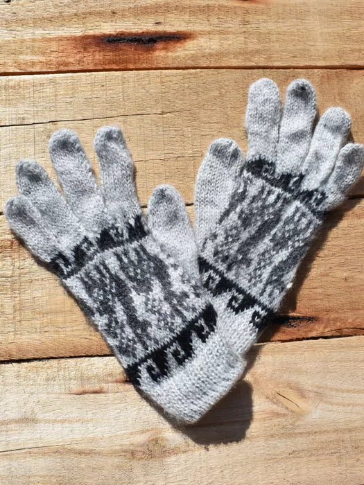 Authentic Humahuaca Wool Gloves - Handcrafted from Northern Argentina's Finest Alpaca Wool (Light Grey)