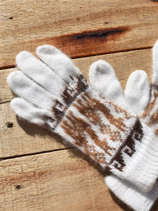 Authentic Humahuaca Wool Gloves - Handcrafted from Northern Argentina's Finest Alpaca Wool (White)
