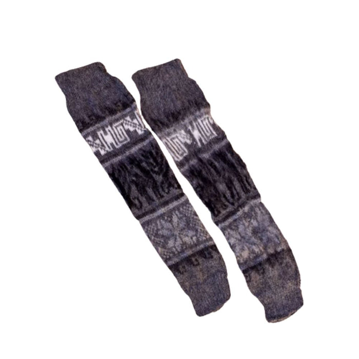 Authentic Northen Wool Leg Warmers Polainas Handcrafted in Humahuaca, Jujuy - Cozy Tejido Knit for Warmth and Style (Dark Grey)
