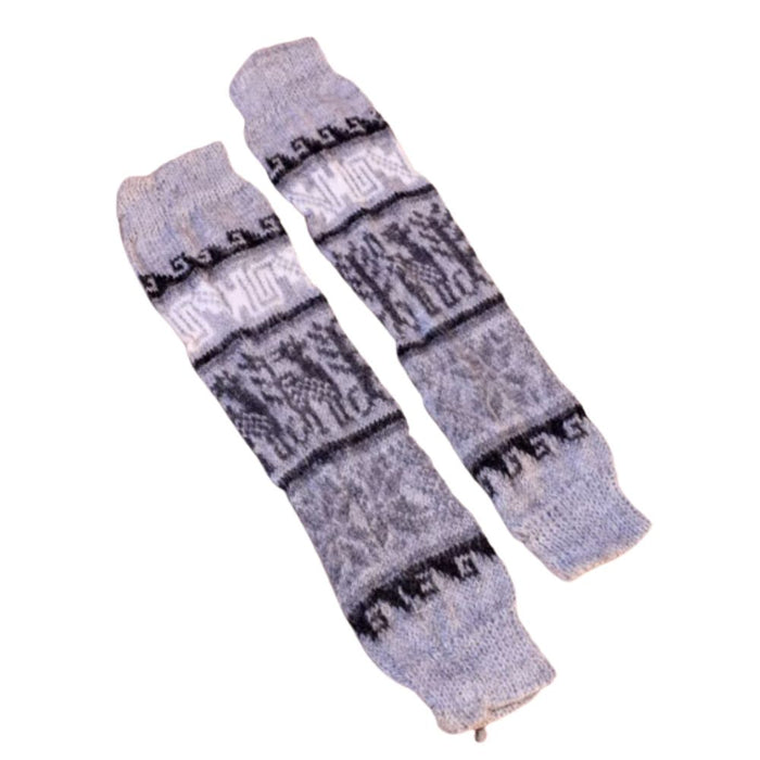Authentic Northen Wool Leg Warmers Polainas Handcrafted in Humahuaca, Jujuy - Cozy Tejido Knit for Warmth and Style (Light Grey)