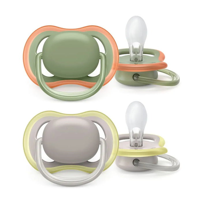 Avent | Chupete Ultra Air Pacifier Set - Green & Gray, 6-18 Months, 2-Pack for Happy Babies