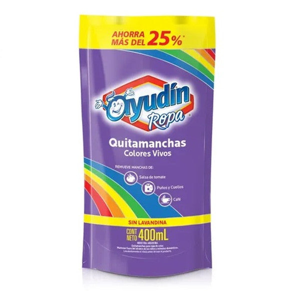 Ayudín Ropa Quitamanchas Colores Vivos Líquido Tira Manchas Para Roupas Coloridas, 400 ml / 13,5 fl oz 