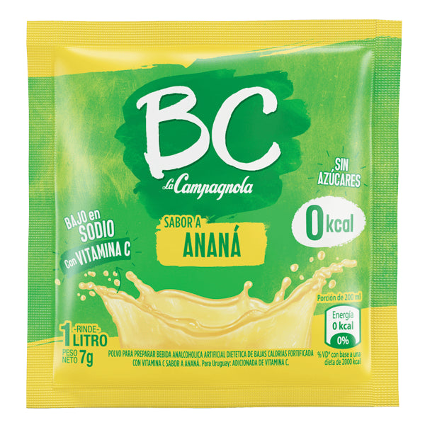 BC Jugo en Polvo Ananá Powdered Juice Pineapple Flavor - Sugar Free & Low Sodium, 9.3 g / 0.32 oz pouch (box of 18)