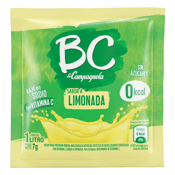BC Jugo en Polvo Limonada Powdered Juice Lemon Flavor - Sugar Free & Low Sodium, 9.3 g / 0.32 oz pouch (box of 18)