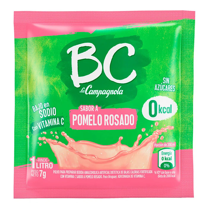 BC Jugo en Polvo Pomelo Rosado Powdered Juice Pink Grapefruit Flavor - Sugar Free & Low Sodium, 9.5 g / 0.33 oz pouch (box of 18)