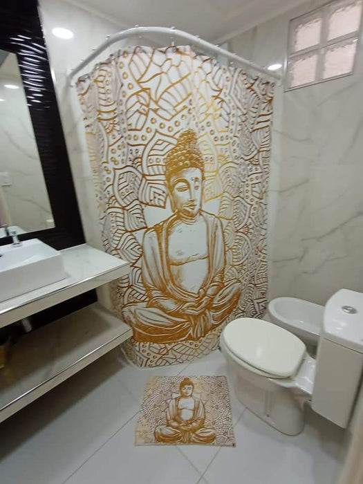 Solcitos Moda - Buddha Bathroom Curtains, Large, Compatible with Any Shower Size - Cortinas de Baño Buda 1.80 m x 1.80 m