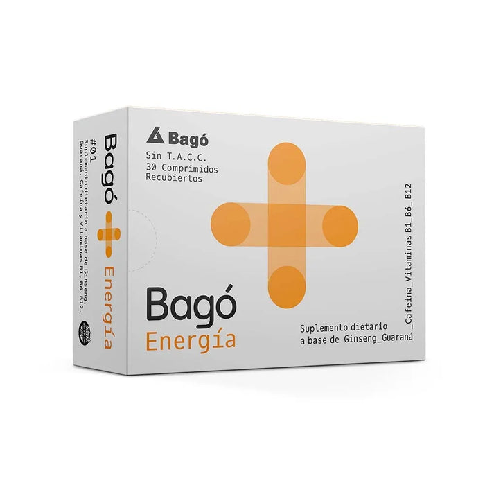 Bagó | Energy Dietary Supplement - 30 Capsules with Caffeine, Ginseng, Guarana, and Vitamins B1, B6, B12