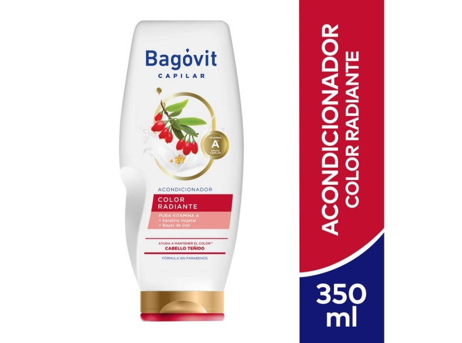 Bagóvit A Capilar Acondicionador Color Radiante Condicionador para Cabelos com Vitamina A, Queratina Vegetal e Bagas de Goji, 350 ml / 11,83 fl oz 