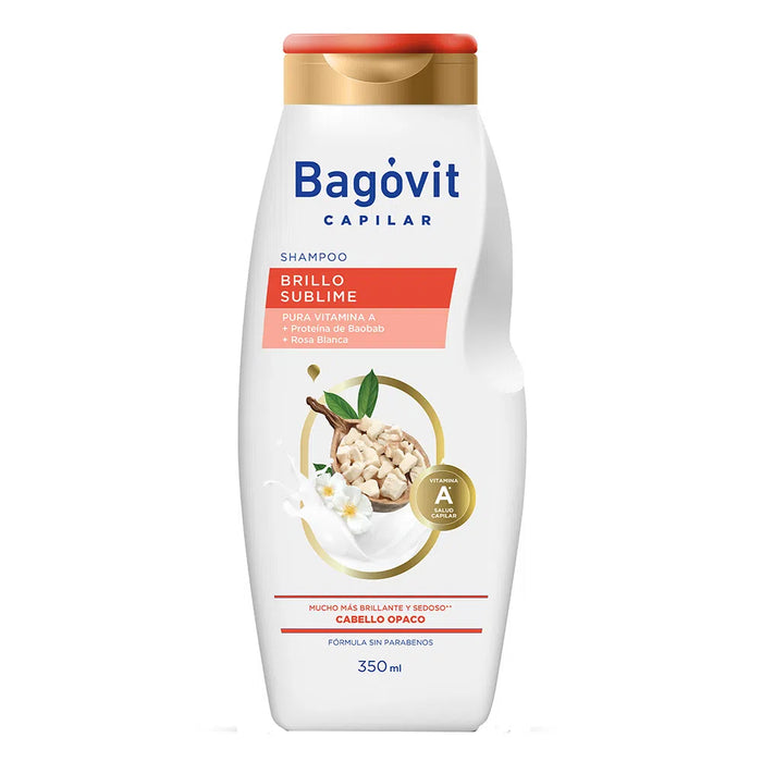 Bagóvit A Capilar Shampoo Brillo Sublime Shampoo com Vitamina A e Óleo de Baobá, 350 ml / 11,83 fl oz 