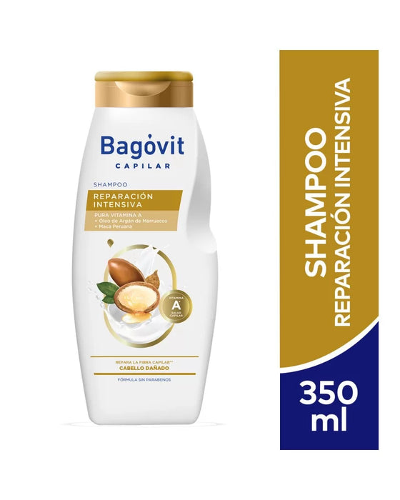 Bagóvit A Capilar Shampoo Reparación Intensiva Shampoo com Vitamina A e Maca Peruana, 350 ml / 11,83 fl oz 