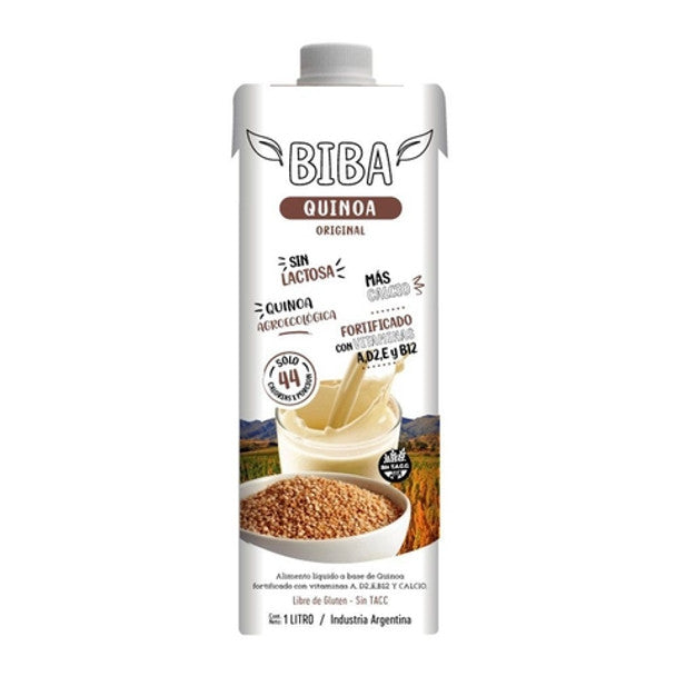 Biba Leche de Quinoa Original Quinoa Milk with Vitamins A, D2, E, B12 & Calcium - Gluten Free, 1 l / 33.8 fl oz tetrapack