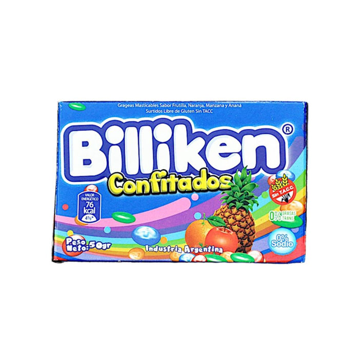 Billiken Confitados Frutales Fruit Hard Candy with Soft Interior, 50 g / 1.8 oz box (pack of 3)