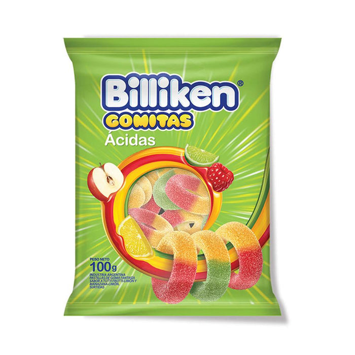 Billiken Gomitas Ácidas Sour Candies Gummies, 100 g / 3.5 oz