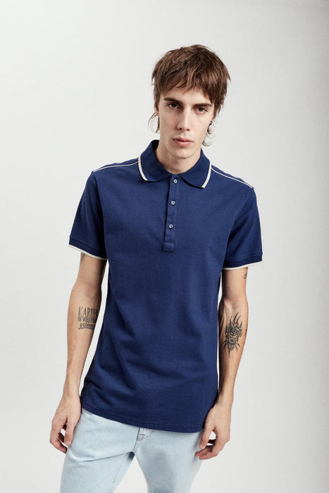 Bolivia Divina | Modern Blue Polo with White Accents - 100% Cotton, Contemporary Style