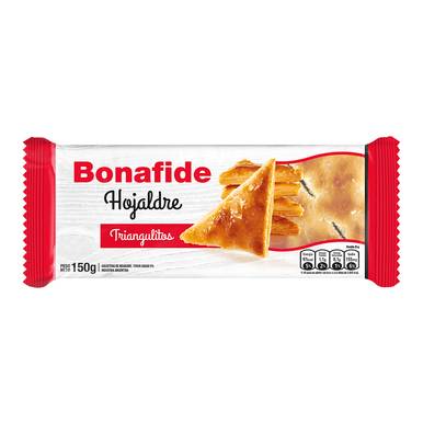 Bonafide Hojaldre Triangulos Galletitas de Hojaldre Puff Pastry Triangles Biscuits with Sugar Crystals, 150 g / 5.29 oz (pack of 3)
