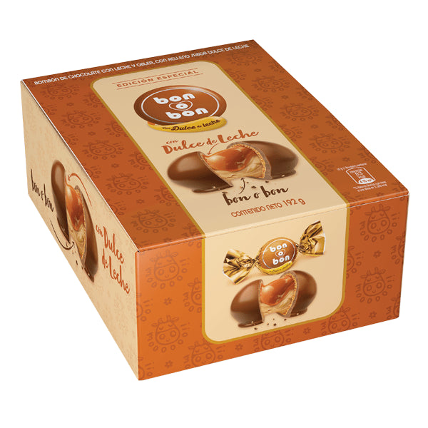 Bon o Bon com Doce de Leite Clássico Bon o Bon Chocolate ao Leite Recheado com Doce de Leite - Edição Especial, 16 g / 0,56 oz (caixa com 12) 