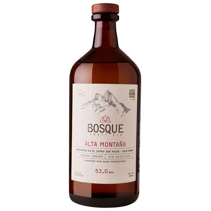 Bosque Gin Alta Montaña: Distilled Gin Crafted for Low Temperatures, ABV 53%, 500 ml / 16.9 fl oz