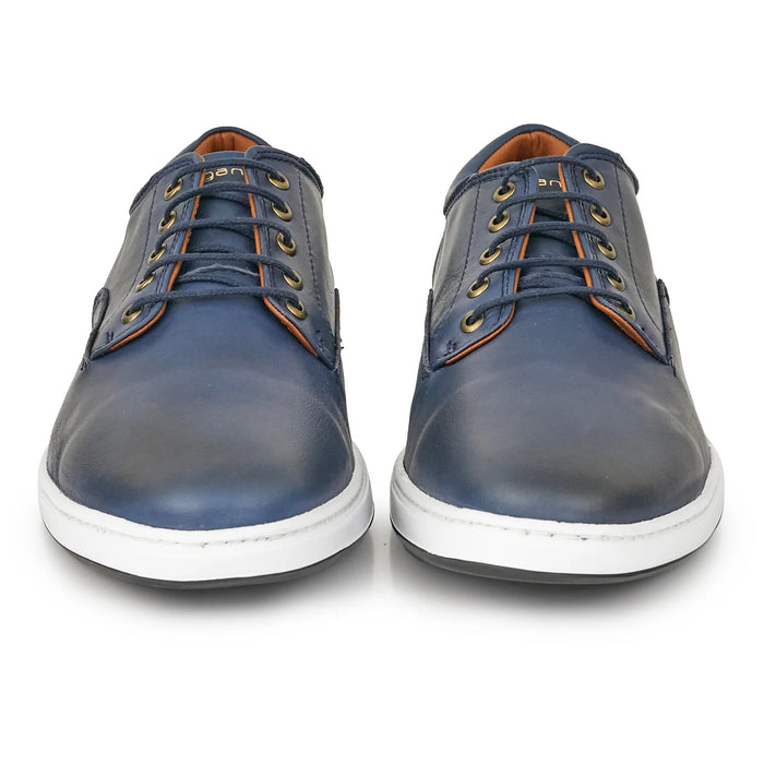 Briganti | Men's Blue Leather Shoe - 100% Leather, Elastic Fit, Removable Insole, Stylish Comfort