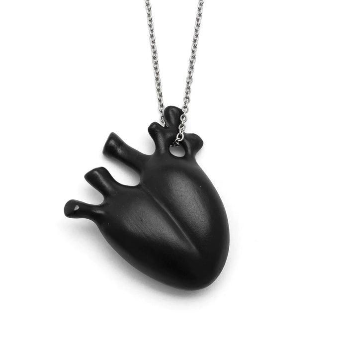 Malba | Handmade Porcelain Hollow Heart Pendant | Surgical Steel Chain - Unique Jewelry