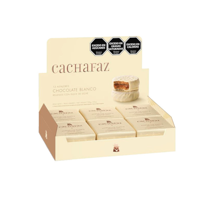 Cachafaz Alfajor Chocolate Blanco con Dulce de Leche (caja de 12) 