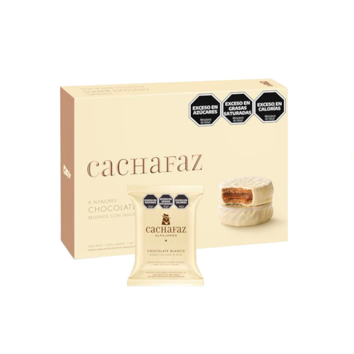 Cachafaz Alfajor Chocolate Blanco con Dulce de Leche (caja de 6) 