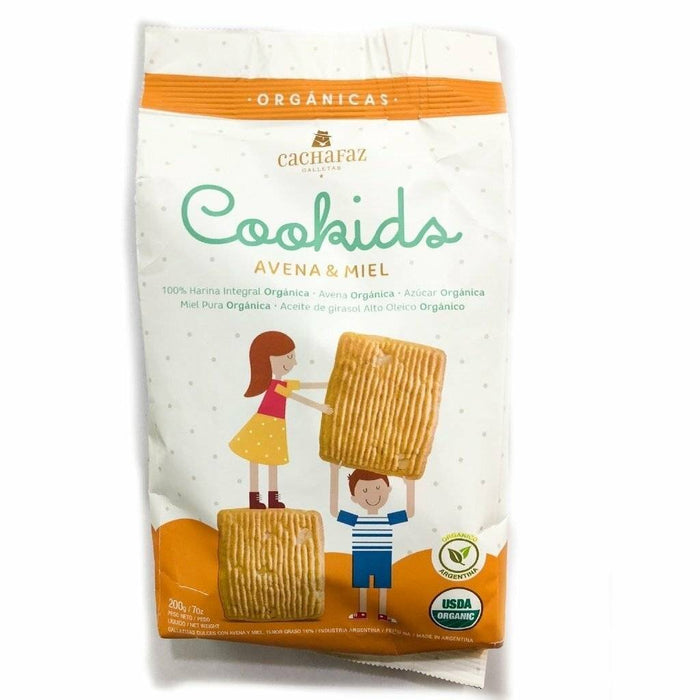 Cachafaz Organic Cookies Whole Wheat Flour Oatmeal & Honey, 200 g / 7 oz