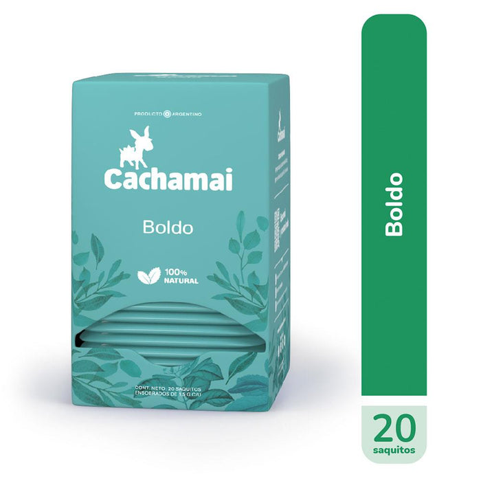 Cachamai Boldo Saquinhos de Chá Ervas Digestivas Naturais Ideal para Depois das Refeições, 20 saquinhos de chá 