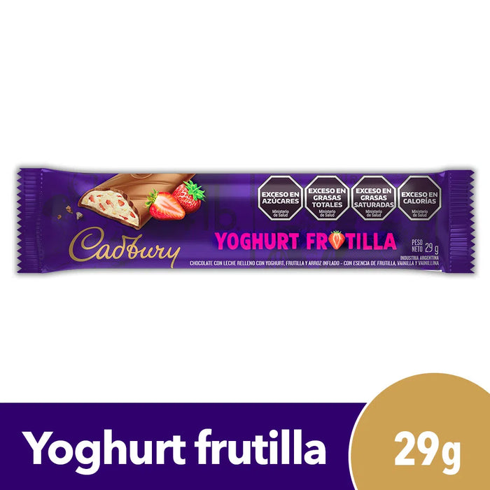 Barra de Chocolate Cadbury Iogurte Frutilla Morango, 29 g / 0,95 oz (caixa com 12) 