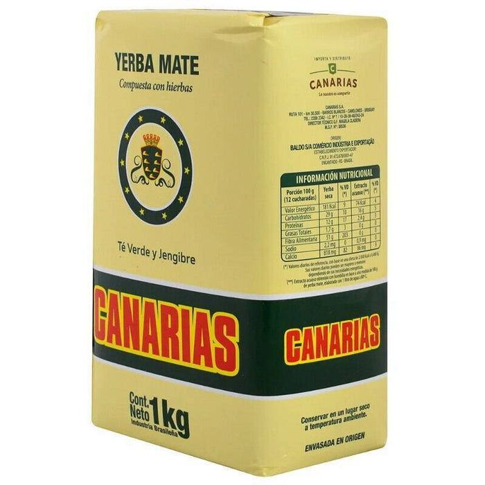 Canarias Yerba Mate with Green Tea and Ginger Rare Blend, 1 kg / 2.2 lb