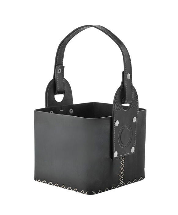 Laska Mates Premium Leather Canasta Uruguaya Mate Holder Thermos Carrier - Genuine Leather Mate Basket Premium (Black)