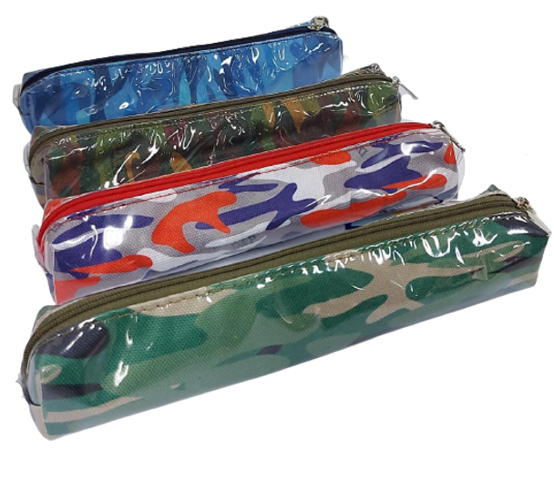 Canopla D&P Mini CIlindro Estampado Cristal Camuflado - School Boys & Girls Pencil Pouch Military Camouflaged Stamped, Pen Case Students With Zipper Closure, Perfect For Children