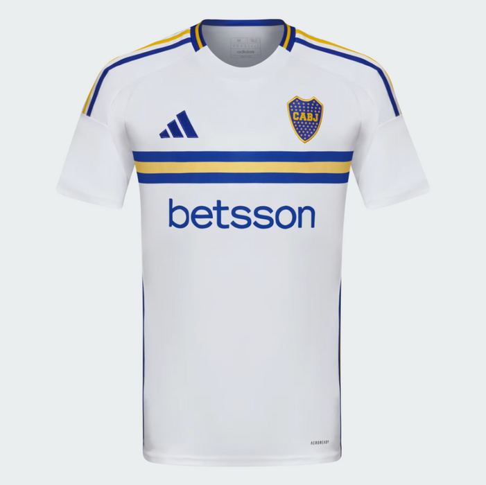 Adidas Boca Juniors 24/25 Alternate Jersey - 100% Recycled Polyester - AEROREADY Technology - White/Semi Lucid Blue/Bold Gold