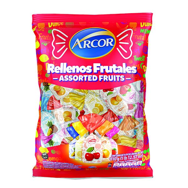 Caramelos Arcor Rellenos Frutales Assorted Fruits Candies Gluten Free, 810 g / 28.5 oz