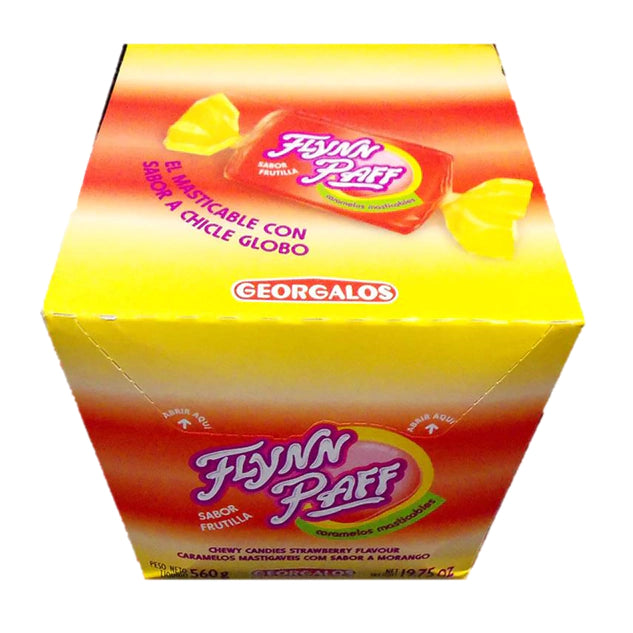 Rebuçados Caramelos Flynn Paff com sabor a morango, caixa de 560 g / 19,75 oz 