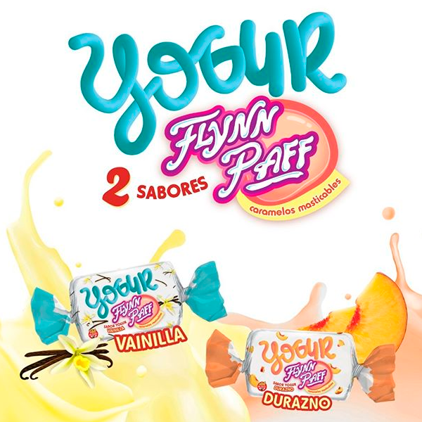 Caramelos Flynn Paff Yogur Vainilla & Durazno Soft Assorted Yoghurt Candies Vanilla & Peach, 560 g / 19.75 oz Box