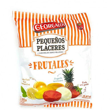 Caramelos Georgalos Pequeños Placeres Frutales Assorted Fruits Filled Hard Candies, 450 g / 15.9 oz  bag