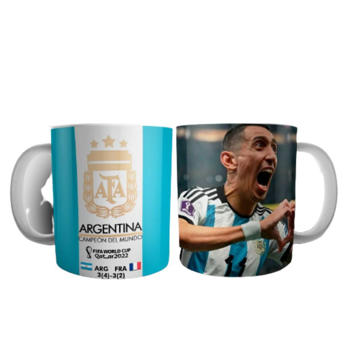 Ceramic Cup Mug Taza de Ceramica Campeones del Mundo Qatar 2022 Diseño "Di Maria Goal" Champions World Cup, Printed On Both Sides