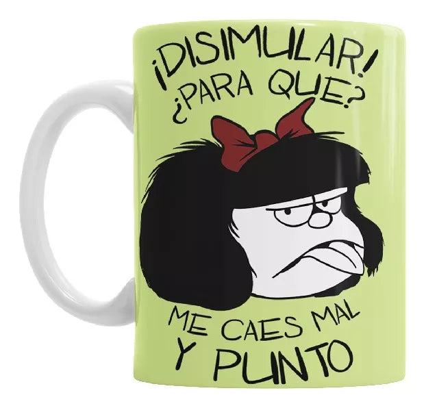 Ceramic Mafalda Mug - Disimular para qué? - Fun Cartoon Coffee Cup