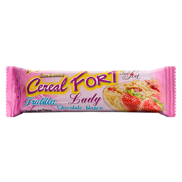 Cereal FORT Cereal Bar with Strawberry Filling & White Chocolate Coating by Felfort, 24 x 19 g / 24 x 0.67 oz