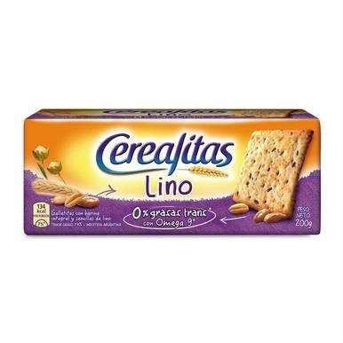 Cerealitas Lino Galletitas Biscoitos integrais com sementes de linho, 200 g / 7,1 oz (embalagem com 3) 